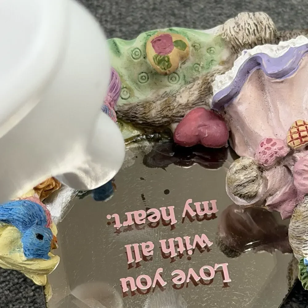 Cheerful Reflections Mirrored Trinket Cat Blue Birds Love You With All My Heart